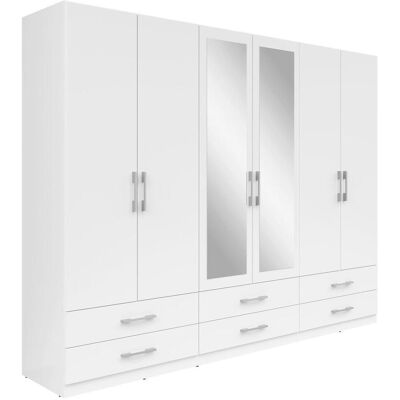Möbelix , Weiß , Glas, Holzwerkstoff , 3 Fächer , 6 Schublade(n) Schubladen , 270x210x54 cm , Möbelix , Weiß , Glas, Holzwerkstoff , 3 Fächer , 6 Schublade(n) Schubladen , 270x210x54 cm ,