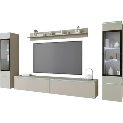 P & B , Beige, Kaschmir , Glas, Holzwerkstoff , 6 Fächer , 240x130x33 cm , FSC , stehend, hängend, Beleuchtung , Wohnzimmer, Wohnwände, Wohnwände P & B , Beige, Kaschmir , Glas, Holzwerkstoff , 6 Fächer , 240x130x33 cm , FSC , stehend, hängend, Beleuchtung , Wohnzimmer, Wohnwände, Wohnwände