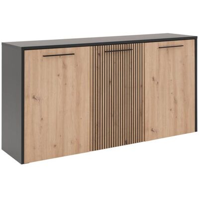 Möbelix , Schwarz, Eichefarben , Holzwerkstoff , 3 Fächer , 165x88x42 cm , Möbelix , Schwarz, Eichefarben , Holzwerkstoff , 3 Fächer , 165x88x42 cm ,