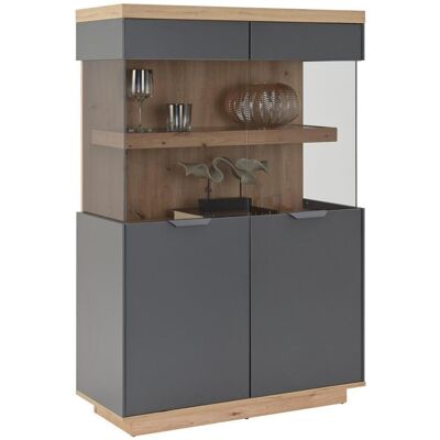 Möbelix , Anthrazit, Eiche Artisan , Glas, Holzwerkstoff , 3 Fächer , 89.1x137x38 cm , Möbelix , Anthrazit, Eiche Artisan , Glas, Holzwerkstoff , 3 Fächer , 89.1x137x38 cm ,