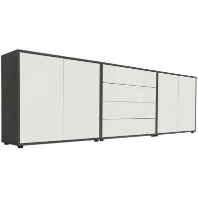 Mid.you , Anthrazit, Weiß , Holzwerkstoff , 6 Fächer , 4 Schublade(n) Schubladen , 237x73x33 cm , Made in Germany , erweiterbar, stehend , Kleinmöbel, Kommoden, Sideboards Mid.you , Anthrazit, Weiß , Holzwerkstoff , 6 Fächer , 4 Schublade(n) Schubladen , 237x73x33 cm , Made in Germany , erweiterbar, stehend , Kleinmöbel, Kommoden, Sideboards