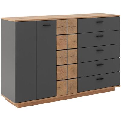 Möbelix , Anthrazit, Eichefarben , Holzwerkstoff , 2 Fächer , 5 Schublade(n) Schubladen , 136.1x95x40 cm , Kleinmöbel, Kommoden, Kommoden Möbelix , Anthrazit, Eichefarben , Holzwerkstoff , 2 Fächer , 5 Schublade(n) Schubladen , 136.1x95x40 cm , Kleinmöbel, Kommoden, Kommoden