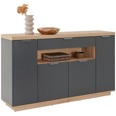 Möbelix , Anthrazit, Eiche Artisan , Holzwerkstoff , 6 Fächer , 1 Schublade(n) Schubladen , 153x92x38 cm , Möbelix , Anthrazit, Eiche Artisan , Holzwerkstoff , 6 Fächer , 1 Schublade(n) Schubladen , 153x92x38 cm ,