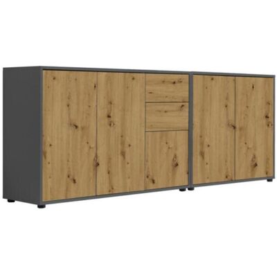 Mid.you , Anthrazit, Eiche Artisan , Holzwerkstoff , 4 Fächer , 2 Schublade(n) Schubladen , 184.5x73x33 cm , Made in Germany , erweiterbar, stehend , Kleinmöbel, Kommoden, Sideboards Mid.you , Anthrazit, Eiche Artisan , Holzwerkstoff , 4 Fächer , 2 Schublade(n) Schubladen , 184.5x73x33 cm , Made in Germany , erweiterbar, stehend , Kleinmöbel, Kommoden, Sideboards