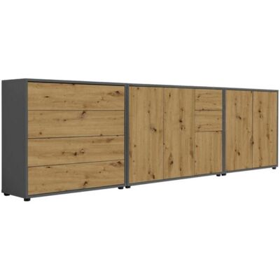 Mid.you , Anthrazit, Eiche Artisan , Holzwerkstoff , 4 Fächer , 6 Schublade(n) Schubladen , 263.5x73x33 cm , Made in Germany , erweiterbar, stehend, in verschiedenen Größen erhältlich , Kleinmöbel, Kommoden, Sideboards Mid.you , Anthrazit, Eiche Artisan , Holzwerkstoff , 4 Fächer , 6 Schublade(n) Schubladen , 263.5x73x33 cm , Made in Germany , erweiterbar, stehend, in verschiedenen Größen erhältlich , Kleinmöbel, Kommoden, Sideboards