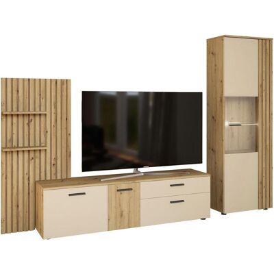 Möbelix , Creme, Eiche Artisan , Glas, Holzwerkstoff , 6 Fächer , 1 Schublade(n) Schubladen , 280x180x38 cm , Wohnzimmer, Wohnwände, Wohnwände Möbelix , Creme, Eiche Artisan , Glas, Holzwerkstoff , 6 Fächer , 1 Schublade(n) Schubladen , 280x180x38 cm , Wohnzimmer, Wohnwände, Wohnwände