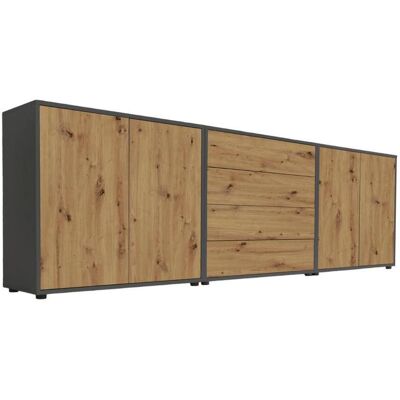 Mid.you , Anthrazit, Eiche Artisan , Holzwerkstoff , 6 Fächer , 4 Schublade(n) Schubladen , 237x73x33 cm , Made in Germany , erweiterbar, stehend , Kleinmöbel, Kommoden, Sideboards Mid.you , Anthrazit, Eiche Artisan , Holzwerkstoff , 6 Fächer , 4 Schublade(n) Schubladen , 237x73x33 cm , Made in Germany , erweiterbar, stehend , Kleinmöbel, Kommoden, Sideboards