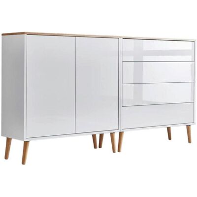 Mid.you , Weiß, Eiche Artisan, Weiß Hochglanz , Holzwerkstoff , massiv , 3 Fächer , 4 Schublade(n) Schubladen , 158x86x33 cm , erweiterbar, stehend , Mid.you , Weiß, Eiche Artisan, Weiß Hochglanz , Holzwerkstoff , massiv , 3 Fächer , 4 Schublade(n) Schubladen , 158x86x33 cm , erweiterbar, stehend ,