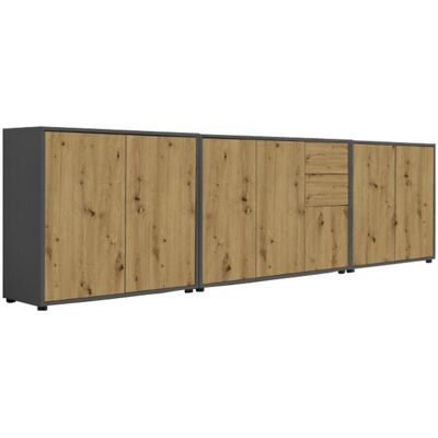 Mid.you , Anthrazit, Eiche Artisan , Holzwerkstoff , 7 Fächer , 2 Schublade(n) Schubladen , 263.5x73x33 cm , Made in Germany , erweiterbar, stehend, in verschiedenen Größen erhältlich , Kleinmöbel, Kommoden, Sideboards Mid.you , Anthrazit, Eiche Artisan , Holzwerkstoff , 7 Fächer , 2 Schublade(n) Schubladen , 263.5x73x33 cm , Made in Germany , erweiterbar, stehend, in verschiedenen Größen erhältlich , Kleinmöbel, Kommoden, Sideboards