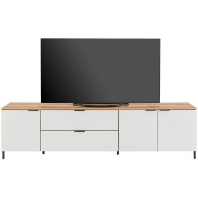 Möbelix , Weiß, Eichefarben , Glas, Holzwerkstoff , 2 Fächer , 2 Schublade(n) Schubladen , 225x63x40 cm , Wohnzimmer, TV-Möbel, TV- & Lowboards Möbelix , Weiß, Eichefarben , Glas, Holzwerkstoff , 2 Fächer , 2 Schublade(n) Schubladen , 225x63x40 cm , Wohnzimmer, TV-Möbel, TV- & Lowboards
