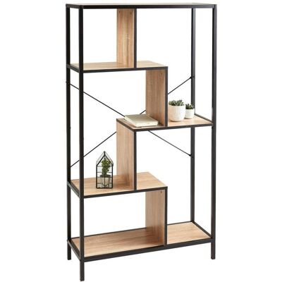 Mid.you , Schwarz, Eichefarben , Metall, Holzwerkstoff , 3 Fächer , 80x146.5x30 cm , Mid.you , Schwarz, Eichefarben , Metall, Holzwerkstoff , 3 Fächer , 80x146.5x30 cm ,