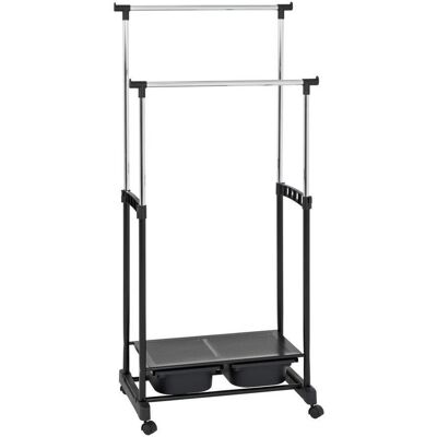 Möbelix , Schwarz, Chromfarben , Metall, Kunststoff , 71x160x43 cm , Kleinmöbel, Kleiderständer, Kleiderwagen Möbelix , Schwarz, Chromfarben , Metall, Kunststoff , 71x160x43 cm , Kleinmöbel, Kleiderständer, Kleiderwagen