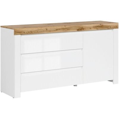 Wotan Eiche Weiß Hochglanz Kommode - Chest of Drawers Wotan Eiche Weiß Hochglanz Kommode - Chest of Drawers
