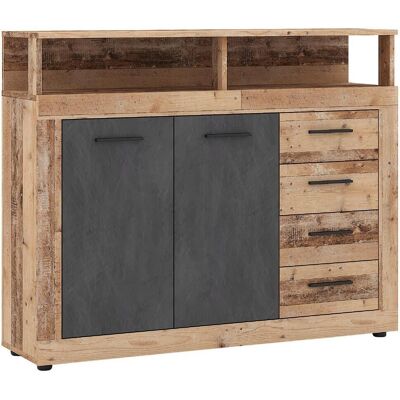 Mid.you , Anthrazit, Eichefarben , Holzwerkstoff , 1 Fächer , 4 Schublade(n) Schubladen , 119.5x96.8x32 cm , stehend , Mid.you , Anthrazit, Eichefarben , Holzwerkstoff , 1 Fächer , 4 Schublade(n) Schubladen , 119.5x96.8x32 cm , stehend ,
