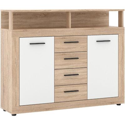 Mid.you , Weiß, Sonoma Eiche , Holzwerkstoff , 2 Fächer , 4 Schublade(n) Schubladen , 119.5x96.8x32 cm , stehend , Mid.you , Weiß, Sonoma Eiche , Holzwerkstoff , 2 Fächer , 4 Schublade(n) Schubladen , 119.5x96.8x32 cm , stehend ,