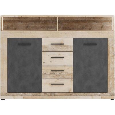 Mid.you , Anthrazit, Eichefarben , Holzwerkstoff , 2 Fächer , 4 Schublade(n) Schubladen , 119x96x32 cm , stehend , Kleinmöbel, Kommoden, Kommoden Mid.you , Anthrazit, Eichefarben , Holzwerkstoff , 2 Fächer , 4 Schublade(n) Schubladen , 119x96x32 cm , stehend , Kleinmöbel, Kommoden, Kommoden
