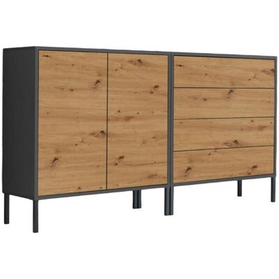 Mid.you , Anthrazit, Eiche Artisan , Holzwerkstoff , 3 Fächer , 4 Schublade(n) Schubladen , 158x86x33 cm , erweiterbar, stehend , Mid.you , Anthrazit, Eiche Artisan , Holzwerkstoff , 3 Fächer , 4 Schublade(n) Schubladen , 158x86x33 cm , erweiterbar, stehend ,