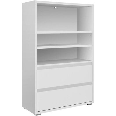 MITZ Weiß Regal - 3 Fächer, 2 Schubladen - Bücherregal MITZ Weiß Regal - 3 Fächer, 2 Schubladen - Bücherregal