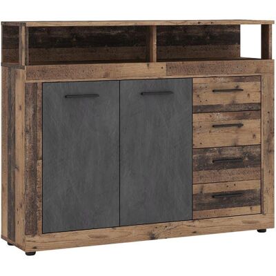 Mid.you , Anthrazit, Alteiche , Holzwerkstoff , 1 Fächer , 4 Schublade(n) Schubladen , 119.5x96.8x32 cm , stehend , Mid.you , Anthrazit, Alteiche , Holzwerkstoff , 1 Fächer , 4 Schublade(n) Schubladen , 119.5x96.8x32 cm , stehend ,