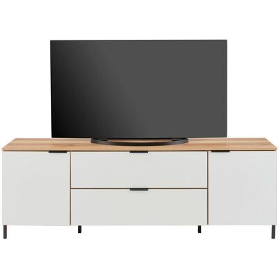 Möbelix , Weiß, Eichefarben , Glas, Holzwerkstoff , 2 Fächer , 2 Schublade(n) Schubladen , 180x63x40 cm , Wohnzimmer, TV-Möbel, TV- & Lowboards Möbelix , Weiß, Eichefarben , Glas, Holzwerkstoff , 2 Fächer , 2 Schublade(n) Schubladen , 180x63x40 cm , Wohnzimmer, TV-Möbel, TV- & Lowboards