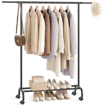 SONGMICS Schwarze Metall-Garderobe 83-120x156 cm - Kleideraufbewahrung SONGMICS Schwarze Metall-Garderobe 83-120x156 cm - Kleideraufbewahrung