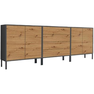 Mid.you , Anthrazit, Eiche Artisan , Holzwerkstoff , 6 Fächer , 4 Schublade(n) Schubladen , 237x86x33 cm , Made in Germany , erweiterbar, stehend , Kleinmöbel, Kommoden, Sideboards Mid.you , Anthrazit, Eiche Artisan , Holzwerkstoff , 6 Fächer , 4 Schublade(n) Schubladen , 237x86x33 cm , Made in Germany , erweiterbar, stehend , Kleinmöbel, Kommoden, Sideboards