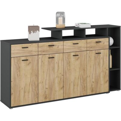 Möbelix , Anthrazit, Eiche Artisan , Holz , Eiche , 2 Fächer , 4 Schublade(n) Schubladen , 190x105x40 cm , stehend , Kleinmöbel, Kommoden, Kommoden Möbelix , Anthrazit, Eiche Artisan , Holz , Eiche , 2 Fächer , 4 Schublade(n) Schubladen , 190x105x40 cm , stehend , Kleinmöbel, Kommoden, Kommoden