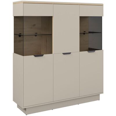 Möbelix , Kaschmir, Eiche Artisan , Glas, Holzwerkstoff , 6 Fächer , 132x148.3x37 cm , Möbelix , Kaschmir, Eiche Artisan , Glas, Holzwerkstoff , 6 Fächer , 132x148.3x37 cm ,