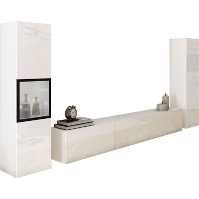 P & B , Weiß, Weiß Hochglanz , Glas, Holzwerkstoff , 8 Fächer , 240x130x31 cm , FSC , stehend, hängend, Beleuchtung, spiegelbildliche Montage möglich , P & B , Weiß, Weiß Hochglanz , Glas, Holzwerkstoff , 8 Fächer , 240x130x31 cm , FSC , stehend, hängend, Beleuchtung, spiegelbildliche Montage möglich ,