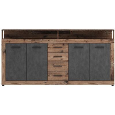 Mid.you , Anthrazit, Alteiche , Holzwerkstoff , 2 Fächer , 4 Schublade(n) Schubladen , 190x96x32 cm , stehend, in verschiedenen Holzdekoren erhältlich , Kleinmöbel, Kommoden, Sideboards Mid.you , Anthrazit, Alteiche , Holzwerkstoff , 2 Fächer , 4 Schublade(n) Schubladen , 190x96x32 cm , stehend, in verschiedenen Holzdekoren erhältlich , Kleinmöbel, Kommoden, Sideboards