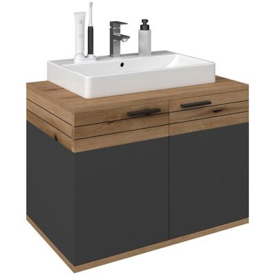 James Wood , Anthrazit, Eichefarben , Holzwerkstoff , 1 Fächer , 80x57x48 cm , James Wood , Anthrazit, Eichefarben , Holzwerkstoff , 1 Fächer , 80x57x48 cm ,
