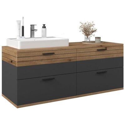 James Wood , Anthrazit, Eichefarben , Holzwerkstoff , 4 Schublade(n) Schubladen , 140x57x48 cm , hängend , James Wood , Anthrazit, Eichefarben , Holzwerkstoff , 4 Schublade(n) Schubladen , 140x57x48 cm , hängend ,
