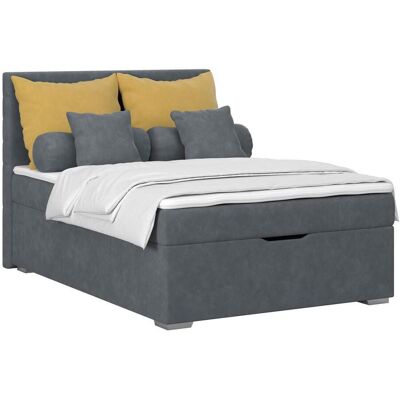 Möbelix , Graublau , Holz, Textil , H3 , Bettkasten, gepolstertes Kopfteil , Möbelix , Graublau , Holz, Textil , H3 , Bettkasten, gepolstertes Kopfteil ,