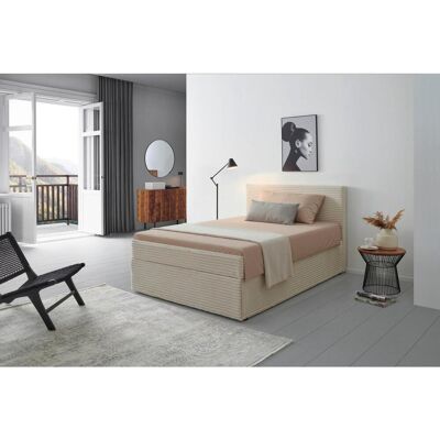P & B , Creme , Holz , Tanne,Tanne , massiv , H3 , 140x200 cm , gepolstertes Kopfteil, Topper durchgehend, in verschiedenen Größen erhältlich , P & B , Creme , Holz , Tanne,Tanne , massiv , H3 , 140x200 cm , gepolstertes Kopfteil, Topper durchgehend, in verschiedenen Größen erhältlich ,