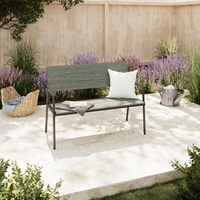 Beldano , Grau, Schwarz , Metall, Kunststoff , Holzoptik , 116x58x85 cm , mit Rückenlehne , Gartenmöbel, Gartenbänke Beldano , Grau, Schwarz , Metall, Kunststoff , Holzoptik , 116x58x85 cm , mit Rückenlehne , Gartenmöbel, Gartenbänke