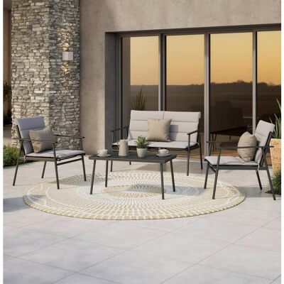 Beldano , Grau, Dunkelgrau , Metall, Textil , Füllung: Polyester , Gartenmöbel, Loungemöbel, Loungegarnituren Beldano , Grau, Dunkelgrau , Metall, Textil , Füllung: Polyester , Gartenmöbel, Loungemöbel, Loungegarnituren