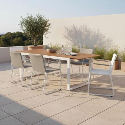 Gardenson , Naturfarben, Weiß , Holz, Metall , Akazie , massiv , Uni , rechteckig , 90x74x150-200 cm , ausziehbar , Gardenson , Naturfarben, Weiß , Holz, Metall , Akazie , massiv , Uni , rechteckig , 90x74x150-200 cm , ausziehbar ,