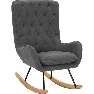 P & B , Grau, Naturfarben, Schwarz , Holz, Metall, Textil , Kautschukholz , massiv , 69x100x84.5 cm , Wohnzimmer, Sessel, Schaukelstühle P & B , Grau, Naturfarben, Schwarz , Holz, Metall, Textil , Kautschukholz , massiv , 69x100x84.5 cm , Wohnzimmer, Sessel, Schaukelstühle