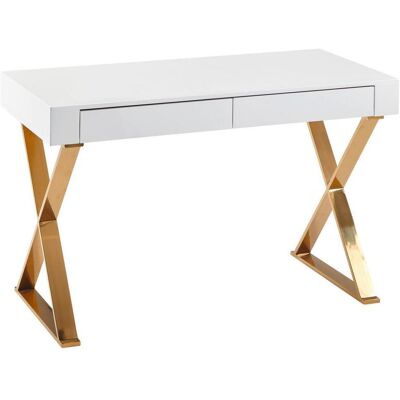 Wohnling Weiß Hochglanz Schreibtisch 118x76x57 cm - Schreibtisch Wohnling Weiß Hochglanz Schreibtisch 118x76x57 cm - Schreibtisch