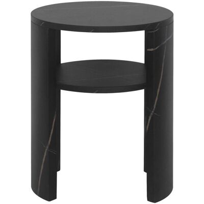 Möbelix , Schwarz , Holzwerkstoff , Marmoroptik , rund , 35x45x35 cm , offenes Fach , Kleinmöbel, Beistelltische Möbelix , Schwarz , Holzwerkstoff , Marmoroptik , rund , 35x45x35 cm , offenes Fach , Kleinmöbel, Beistelltische