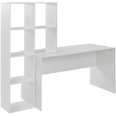 Wohnling Weißer Rechteckiger Schreibtisch mit Regalen - Büro & Zuhause Wohnling Weißer Rechteckiger Schreibtisch mit Regalen - Büro & Zuhause