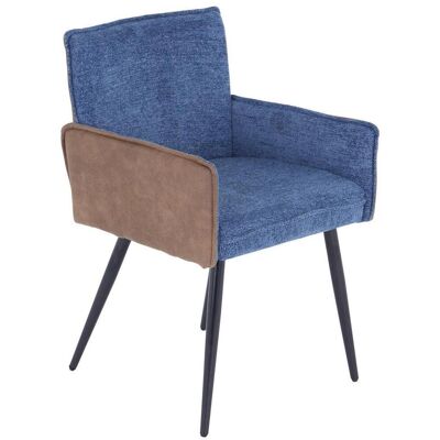 Mid.you , Blau, Braun , Metall, Textil , 57x84x57 cm , Esszimmer, Esszimmerstühle, Polsterstühle Mid.you , Blau, Braun , Metall, Textil , 57x84x57 cm , Esszimmer, Esszimmerstühle, Polsterstühle
