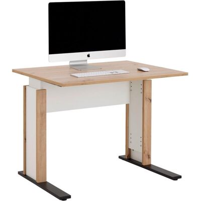 Möbelix , Weiß, Eiche Artisan , Metall, Holzwerkstoff , rechteckig , 100x71.5-80x80 cm , Kabeldurchlass , Büromöbel, Schreibtische, Schreibtische Möbelix , Weiß, Eiche Artisan , Metall, Holzwerkstoff , rechteckig , 100x71.5-80x80 cm , Kabeldurchlass , Büromöbel, Schreibtische, Schreibtische