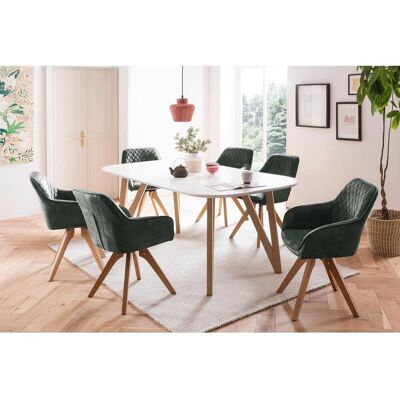 SALESFEVER Essgruppe - 180x90cm, Weiß & Grün, Samtvelours SALESFEVER Essgruppe - 180x90cm, Weiß & Grün, Samtvelours