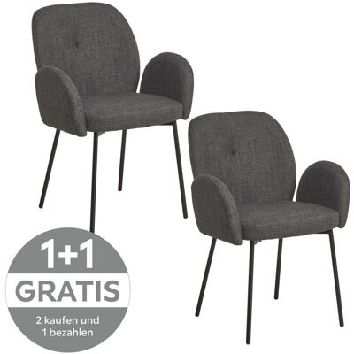 Mid.you , Grau, Schwarz , Holz, Metall, Textil , Pappel , Sperrholz , 62x85x64 cm , Bsci , inklusive Armlehnen , Esszimmer, Esszimmerstühle, Polsterstühle Mid.you , Grau, Schwarz , Holz, Metall, Textil , Pappel , Sperrholz , 62x85x64 cm , Bsci , inklusive Armlehnen , Esszimmer, Esszimmerstühle, Polsterstühle