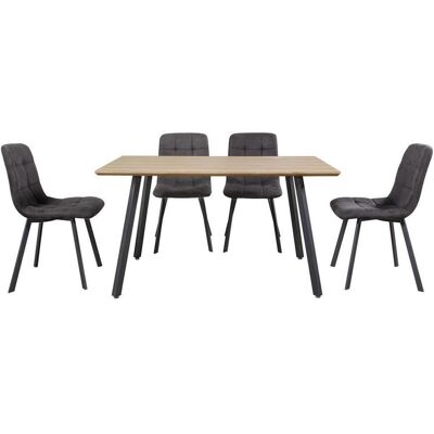 Möbelix , Grau, Schwarz, Eichefarben , Metall, Textil, Holzwerkstoff , 140x76x80 cm , Esszimmer, Essgruppen Möbelix , Grau, Schwarz, Eichefarben , Metall, Textil, Holzwerkstoff , 140x76x80 cm , Esszimmer, Essgruppen