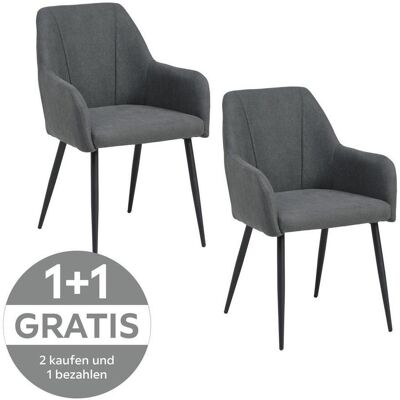 Mid.you , Grau, Schwarz , Metall, Textil , 56x87x60 cm , Esszimmer, Esszimmerstühle, Polsterstühle Mid.you , Grau, Schwarz , Metall, Textil , 56x87x60 cm , Esszimmer, Esszimmerstühle, Polsterstühle