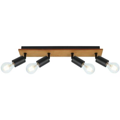 Globo Martha 4-flammige schwarze Deckenleuchte mit Holz - Deckenlampe Globo Martha 4-flammige schwarze Deckenleuchte mit Holz - Deckenlampe