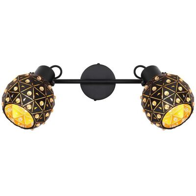 Globo , Klar, Schwarz, Goldfarben , Metall, Glas , 12x26x35 cm , CE , verstellbare Spotlights , Globo , Klar, Schwarz, Goldfarben , Metall, Glas , 12x26x35 cm , CE , verstellbare Spotlights ,