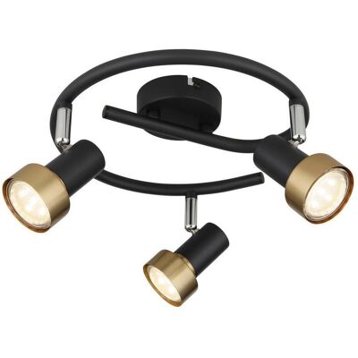 Globo , Schwarz, Chromfarben, Goldfarben , Metall , rund , 13.3 cm , CE , verstellbare Spotlights , Globo , Schwarz, Chromfarben, Goldfarben , Metall , rund , 13.3 cm , CE , verstellbare Spotlights ,